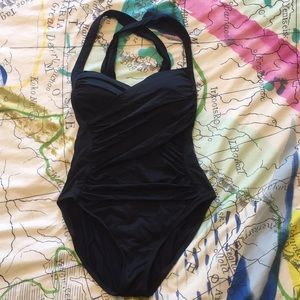 Black one piece bathing suit
